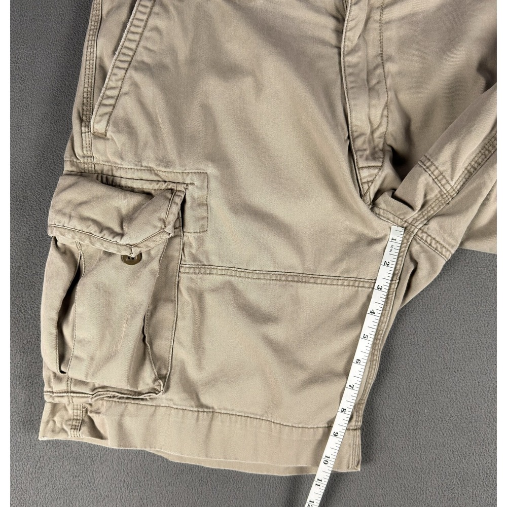 Polo Ralph Lauren Cargo Shorts Mens 38 Beige Khaki Baggy Distressed Logo Y2K - Picture 7 of 11